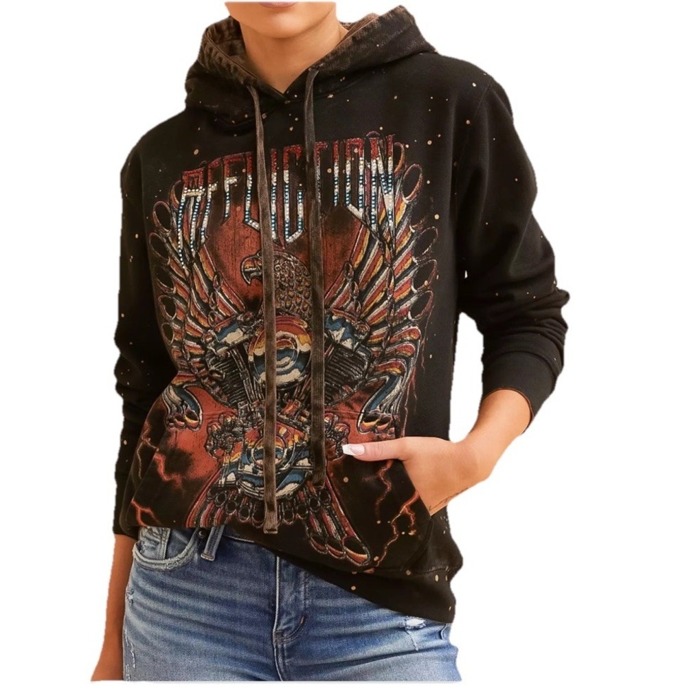 Affliction Women's Black Graphic Hoodie